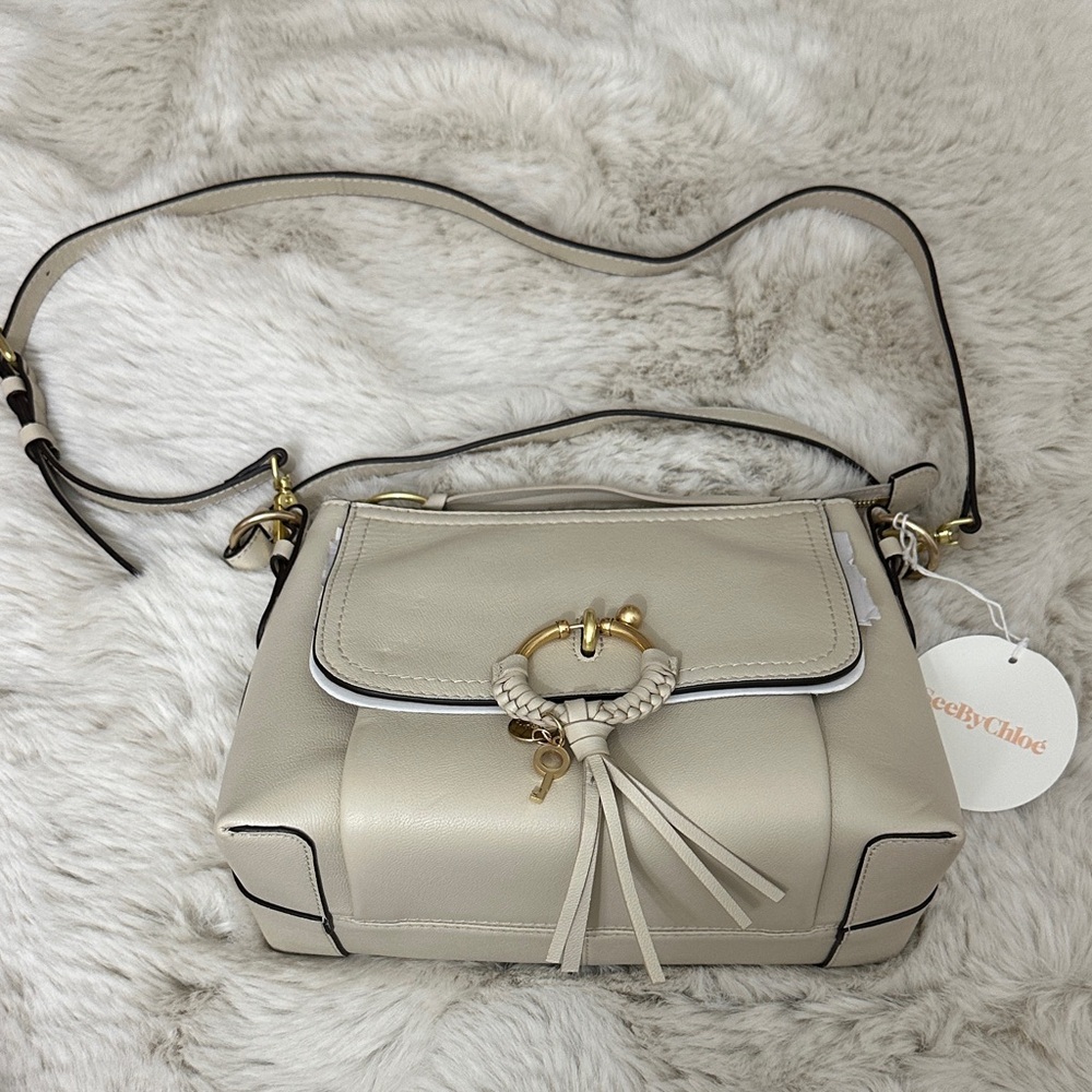See By Chloe Cream Leather Braided Ring Crossbody